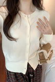 Single-Breasted Knitted Cardigan Jacket Women's Autumn And Winter New Style Underwear Soft Waxy Leisure Lazy Sweater-Outfit