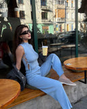Fongt New Sexy Knitted Vest Trousers Fashion Suit Woman