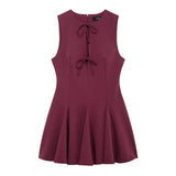 Fongt Women's Clothing 2025 Spring New Women's Wide Swing Bow Dress