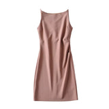Spring New Style Spice Girl Style Shoulder Pleated Solid Color Dress Sexy Suspender Hip Skirt Woman-Outfit