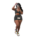 Fongt New Women's Casual Fried Shorts Small Vest Suit-Outfit