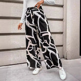 Fongt Women's Clothing 2025 Summer New Printing Leisure High-Waisted Broad-Legged