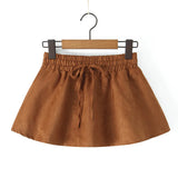 Elastic High Waist Suede Mini Skirt-Outfit