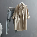 Cotton Linen Women's Trench Coat 2022 New Korean Version Long Sleeved Large Size Loose Women Trenchs