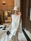 Fongt Xixi 2025 Autumn New White Standard Loose Long-Sleeved Cloak Knitted Shirt Knitted Knitted Female 25323