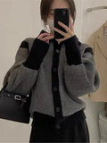 Contrast Turtleneck Buttoned Cardigan-Outfit
