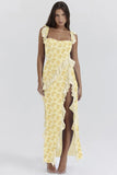Fongt Summer New French Slings Wood Ear Design Picties Open Fork Dress Dress Woman