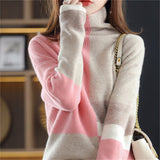 Fongt New 2023 High Collar Color Loose Lazy Wind Sweater Women's Korean Version Versatile Fashion Sweater-Outfit