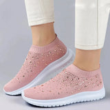 Crystal Breathable Mesh Sneaker Shoes for Women Comfortable Soft Bottom Flats Plus Size 43 Non Slip Casual Shoes Woman-Outfit
