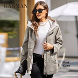 New women's jacket spring 2022 short High-Quality Trench coat women windbreaker Hooded Design solid Female Outwear