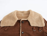 Corduroy Turn-down Collar Fur Lining Jacket-Outfit