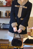 Vintage Two Piece Set Women Patchwork Elegant Sweet Y2K Mini Skirt Suit Female Korean Bow Chic Party Skirt Set Winter
