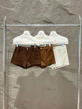 Fongt Xixi 13 Line 2025 Autumn White Standard Commute High Waist Thin Temperament Shorts Broad Leg Pants Women 85230