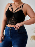 Fongt Plus-Size Fat Woman Sling Vest Breast Lace Lace Perspective Women's Top