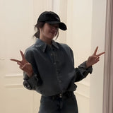 Fongt Blue Denim Set Girl 2025 New Korean Age-Retro-Aldenoline Shirt Shorts Two Sets