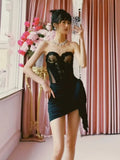 Women's New Sexy Perspective Lace Mesh Yarn Corset Dress High-End Temperament Tight Dress