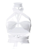 Strap Detail Crop Halter Cami Top-Outfit