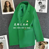 Fongt Metal Button Suit Jacket Female Fall 2024 New British Style Design Sense Double Breasted Korean Suit-Outfit