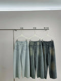 [Daihe] Autumn New Casual High Waist Retro Machete Temperament Versatile Wide Leg Contrast Color Jeans H7076-Outfit