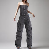 Fongt Spice Girls Fall 2024 New With Multi-Pocket Holes And Skinny Overalls Jumpsuits-Outfit