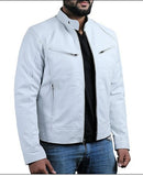 Fongt Business Gentleman Warm Zipper Open Shirt Pocket Decoration PU Leather Jacket Collar Collar Zipper Leather