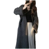 Soft Waxy Thick Long Sweater Korean Version Retro Loose Casual Show Thin Long-Sleeved Sweater Coat Female Tide-Outfit