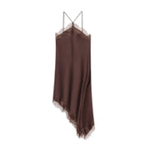 Fongt Homemade New Women's Fashion Fashion Lace Lace-Up Silk-Sense Dress 5919