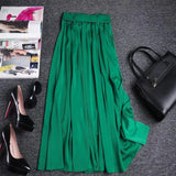 High Waist Loose Thin Plain Color Simple Skirt 2023 Summer Commuter Temperament Medium-Long A-Shaped Skirt-Outfit