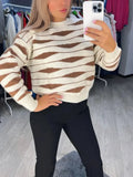 Women‘s Winter Sweater 2023 Oversize Loose Pullover Casual Korean Fashion Print Striped Knitted Pullover for Women Jumper Female-Outfit