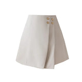 Fongt / Summer 2023 New Korean Version Of A-Line Skirt Pants Versatile Metal Button Wide-Leg Shorts-Outfit