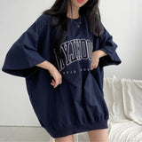 Embroidery Letter Oversized Half Sleeve Tee-Outfit