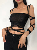 Dark Y2k Gothic Punk Black Women Camis Lace Up Backless Bodycon Crop Tops Emo Alternative Clothes Fashion Summer