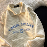 Waffle Texture Polo Sweatshirt-Outfit