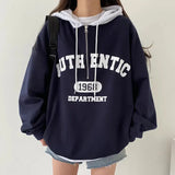 Vintage Letter Print Zipper Oversized Hoodie-Outfit