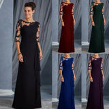 Fongt Spring And Summer Wish New Explosive Long Lace Perspective Round-Neck Sleeve Dress