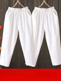 Fashion Woman Pants Casual Cotton Linen Harem Pants LOOSE Solid Ankle-Length Pants Elastic Waist Women's Summer