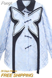 2023 Autumn New Lapel Collar Long Sleeve Blue Blouse Bow Decoration Shirt Women Elegant Ladies Button Up Tide Chic