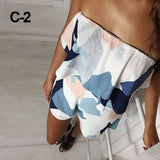 V-neck Off-neck Ruffled Striped Printed