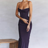 Satin Maxi Bodycon Dress Sexy Event Night Wedding Guest Dress Women Corset Party Dresses Pink Slit Dress High Quality-Outfit
