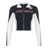 Logo Embroidered Cropped Moto Jacket-Outfit