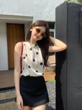 Fongt Not Refund] Xixi 13 Line Summer Wave Dot Small Shirt Chindless T-Shirt Top Lady 89315