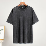Fongt Old Short-Sleeved T-Shirt 2025 Summer Relaxation Leisure Collar Water Washing Hair Short-Sleeved T-Shirt