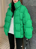 Jacket for Women Three-dimensional Plaid Woven Fashion Coat Solid High Street Warm and Thick 2023 Winter New Down