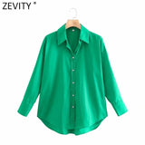 2021 Women Simply Solid Colors Breasted Poplin Shirts Office Lady Long Sleeve Slim Blouse Roupas Chic Chemise Tops