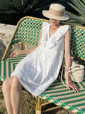 Fongt Dress Summer New White Vest Dress Female Embroidered Small Short Dress European Women's