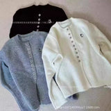 Neck Short Sweater Women 2024 Fall New Design Sense Minority Soft Waxy Lazy Sweater Sweater Girl-Outfit