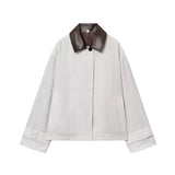 Fongt Women's Clothing Explosion Fashion Casual Leather Collar Short Wind Coat