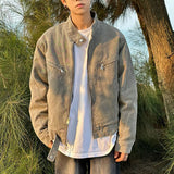 Fongt Street Trendy Retro Fashion Collar Denim Jacket Men And Women's Autumn Casual Casual Casual Work Jacket