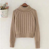 Cropped Sweater Winter Turtleneck Bottoming Pullover Tops Casual Long Sleeve Knitted Warm Jumper Korean Soft Sueters
