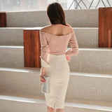 High Waist Bow Shaping Pencil Skirt-Outfit